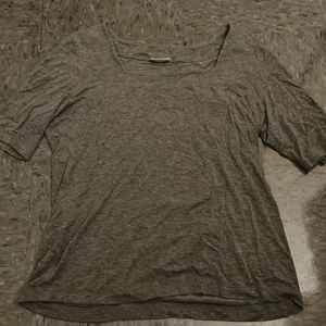 AKRIS punto top/blouse, size US 12 (is small), square neck lining, dark gray.